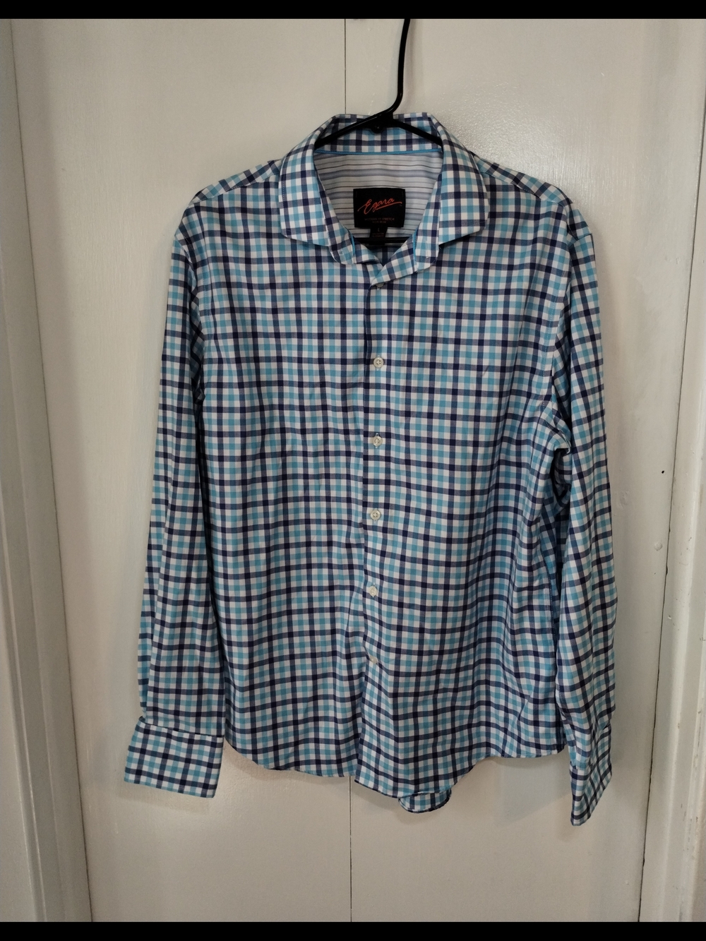 Egara Men's Plaid Dress Shirt - Blue & Teal
